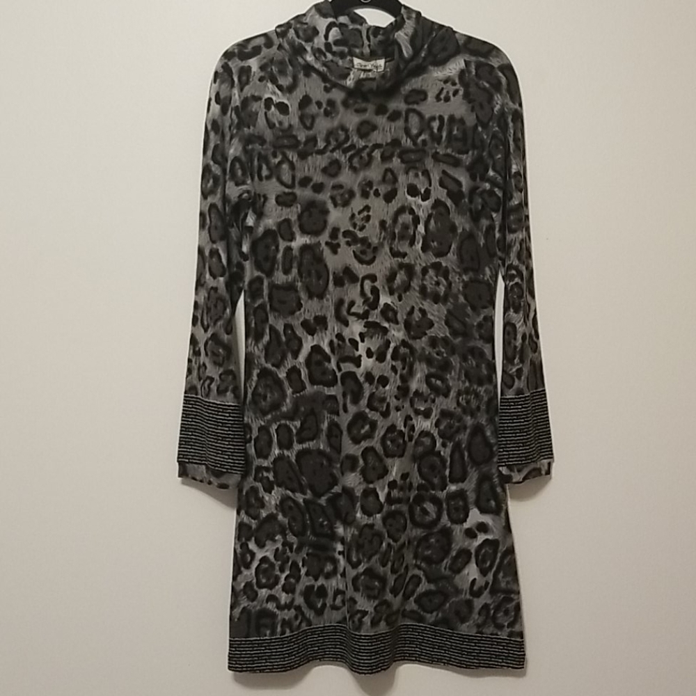 Grey/Black Animal Print Sweater Dress
